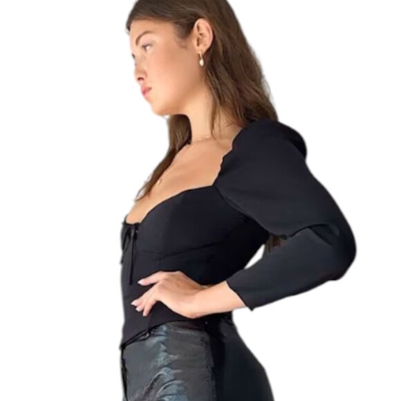 Aritzia Wilfred Novella Puff-Sleeve Smocked Prairie Blouse - Picture 2 of 8